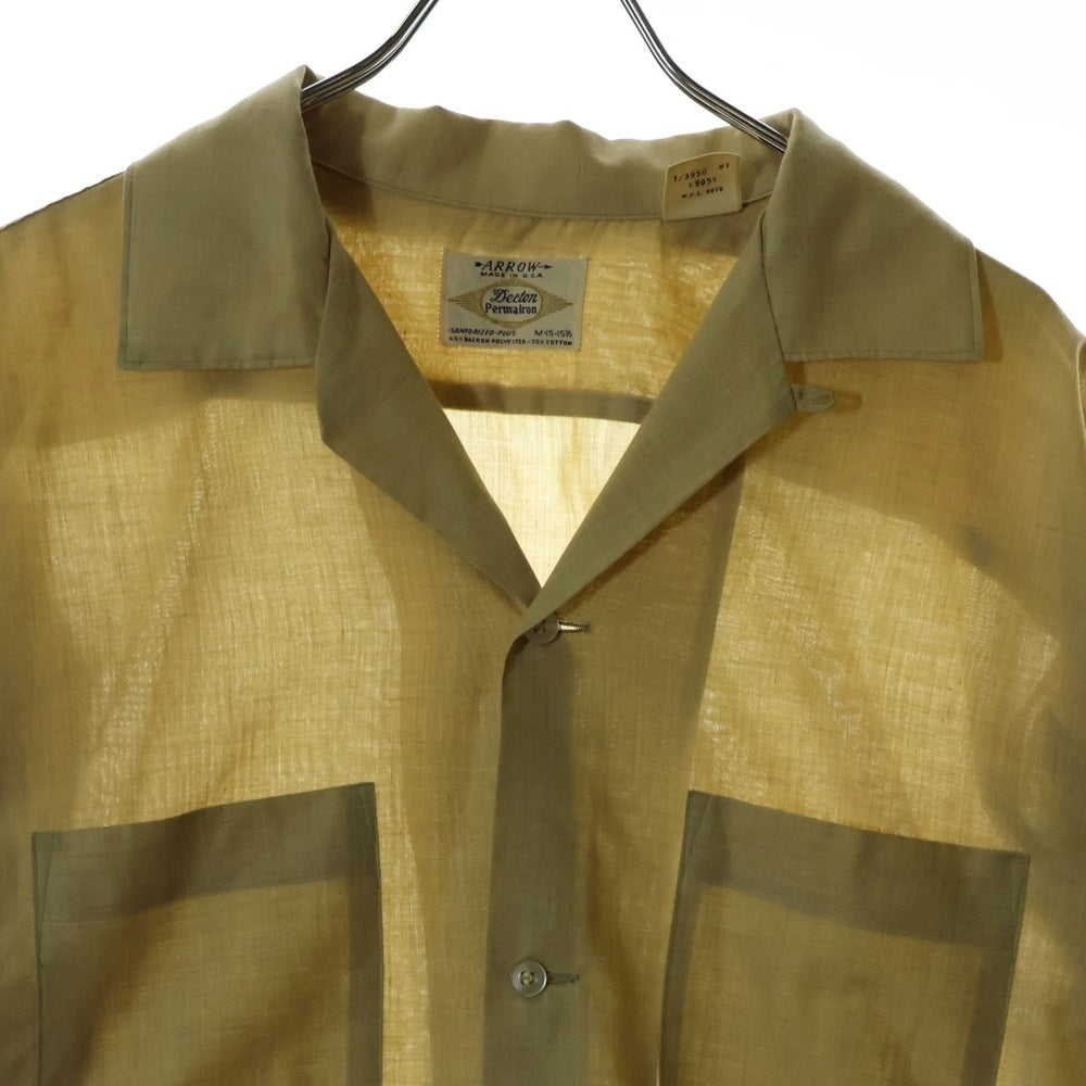 VINTAGE(ヴィンテージ) 60s ARROW アロー ポリコットン オープンカラー 長袖シャツ ベージュ
