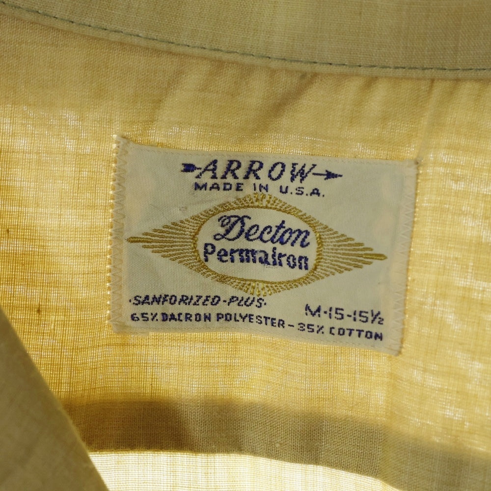 VINTAGE(ヴィンテージ) 60s ARROW アロー ポリコットン オープンカラー 長袖シャツ ベージュ