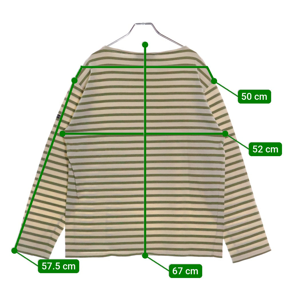 SAINT JAMES(セントジェームス) 90‐00s Basque shirt バスク シャツ MADE IN FRANCE 長袖カットソー アイボリー/グリーン
