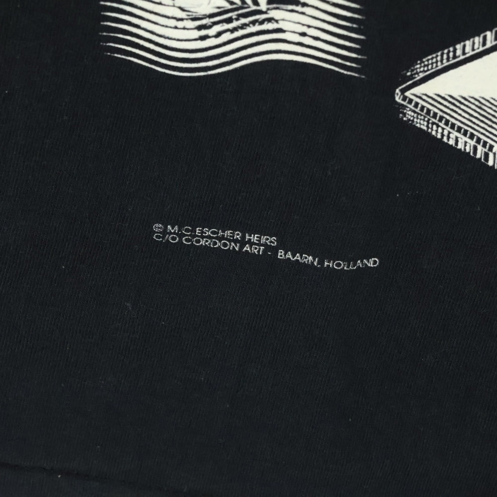 VINTAGE(ヴィンテージ) 90s M.C. ESCHER MULTI ART エッシャー フロント プリント Tシャツ 半袖カットソー ブラック