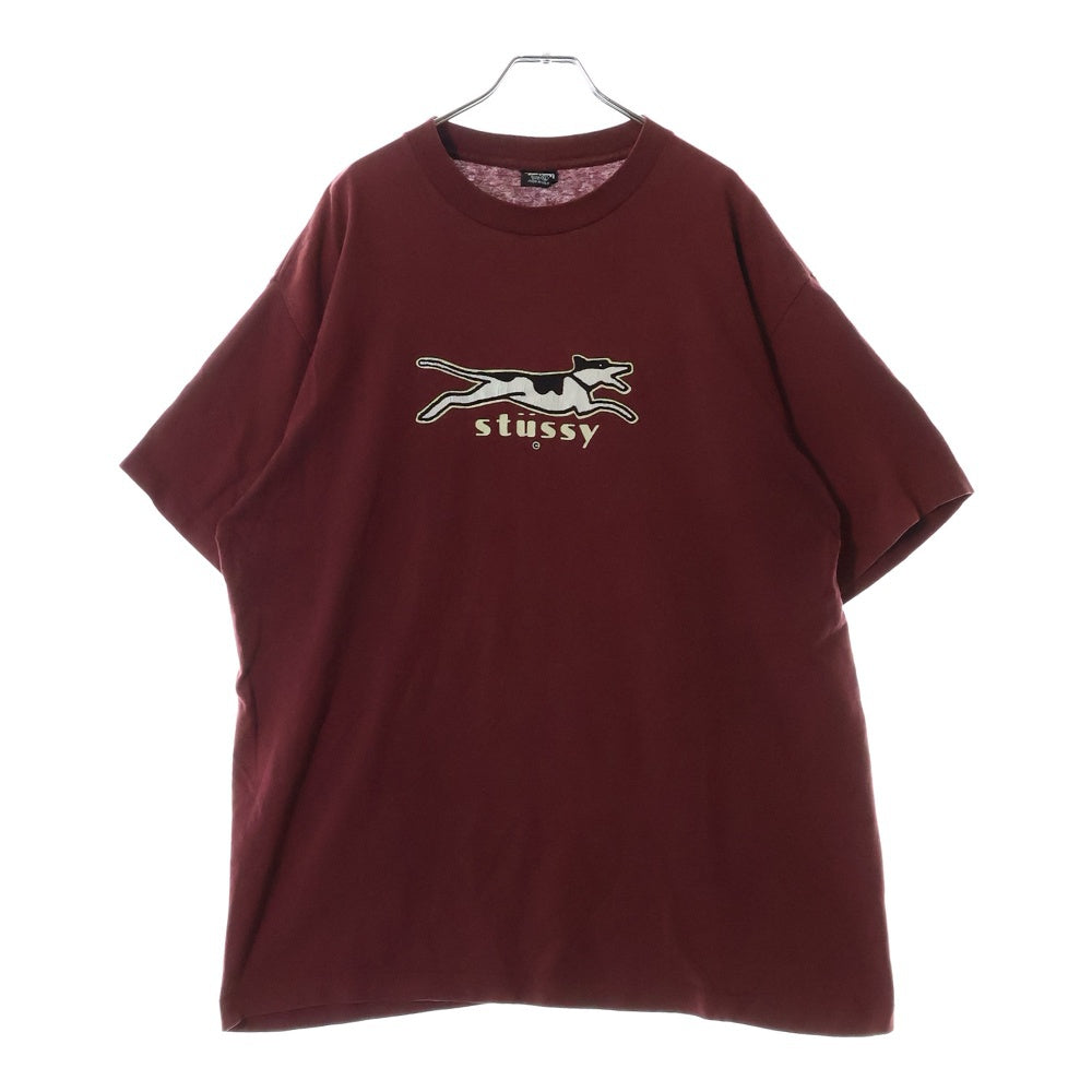 STUSSY(ステューシー) 80s OLD STUSSY DOG オールド ドッグ Tシャツ 半袖カットソー ボルドー