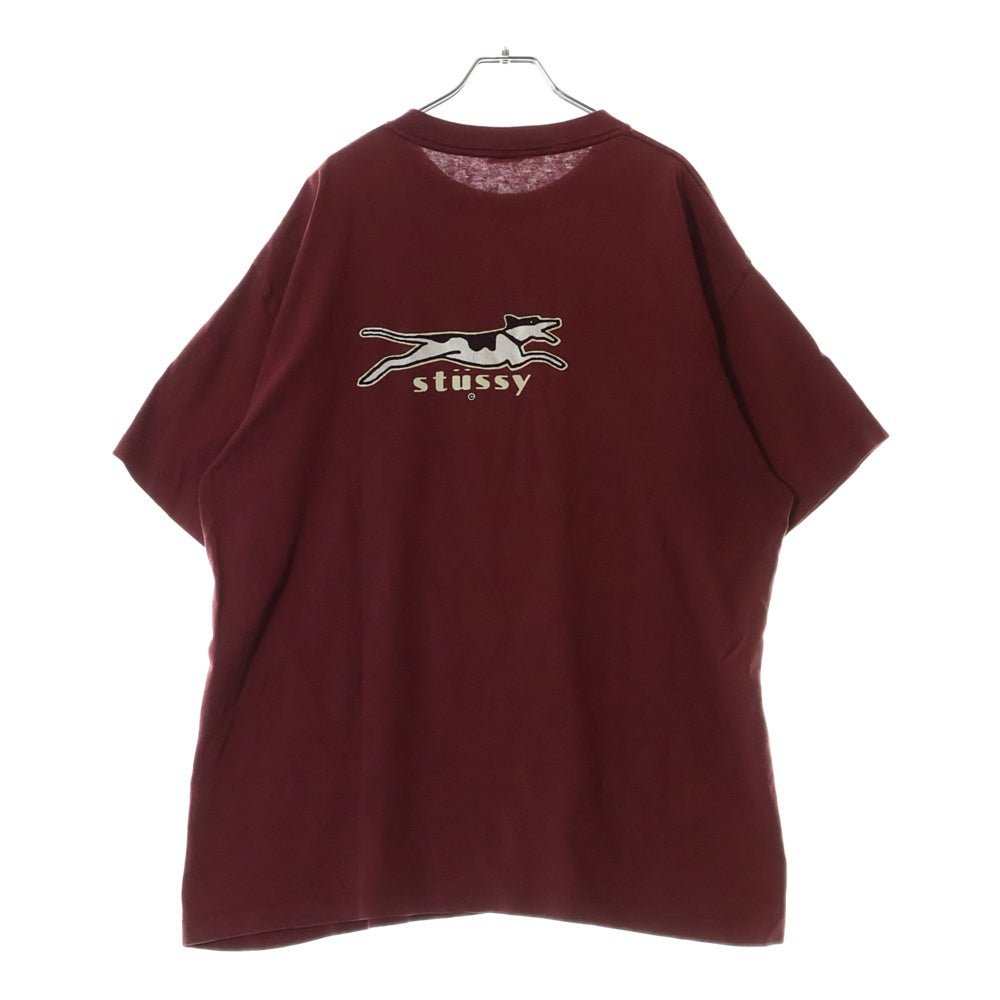 STUSSY(ステューシー) 80s OLD STUSSY DOG オールド ドッグ Tシャツ 半袖カットソー ボルドー