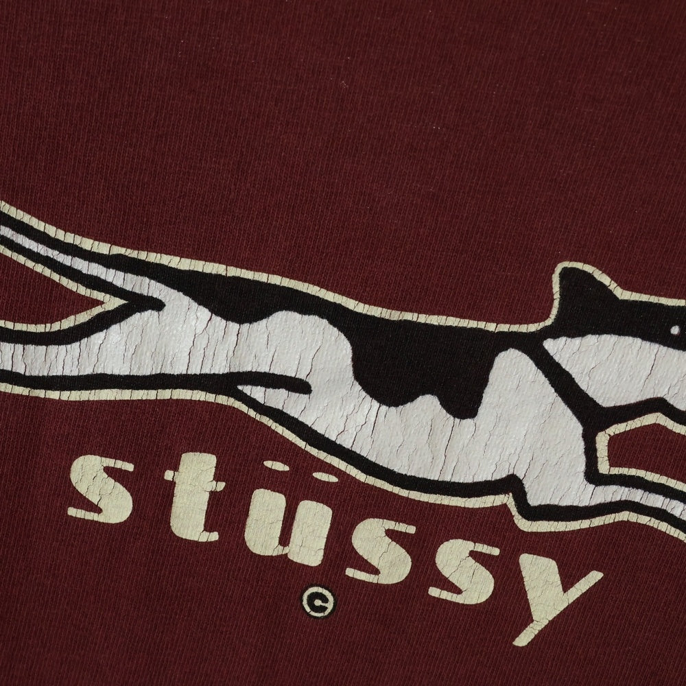 STUSSY(ステューシー) 80s OLD STUSSY DOG オールド ドッグ Tシャツ 半袖カットソー ボルドー