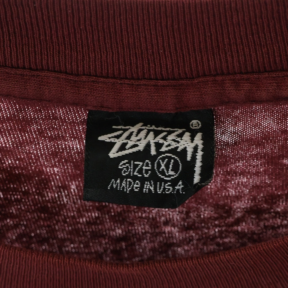 STUSSY(ステューシー) 80s OLD STUSSY DOG オールド ドッグ Tシャツ 半袖カットソー ボルドー