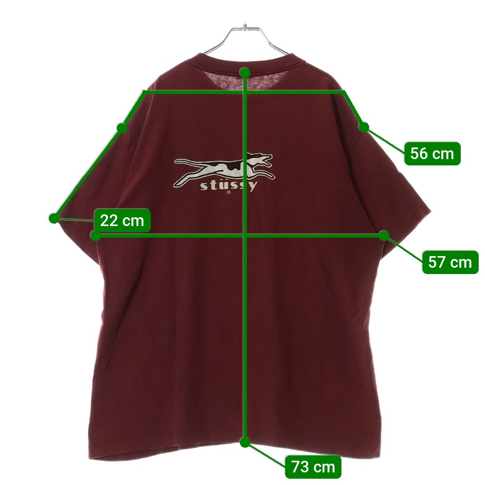 STUSSY(ステューシー) 80s OLD STUSSY DOG オールド ドッグ Tシャツ 半袖カットソー ボルドー