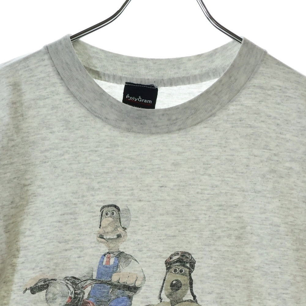 VINTAGE(ヴィンテージ) 90s WALLACE GROMIT ウォレストグリミット フロント プリント Tシャツ 半袖カットソー グレー