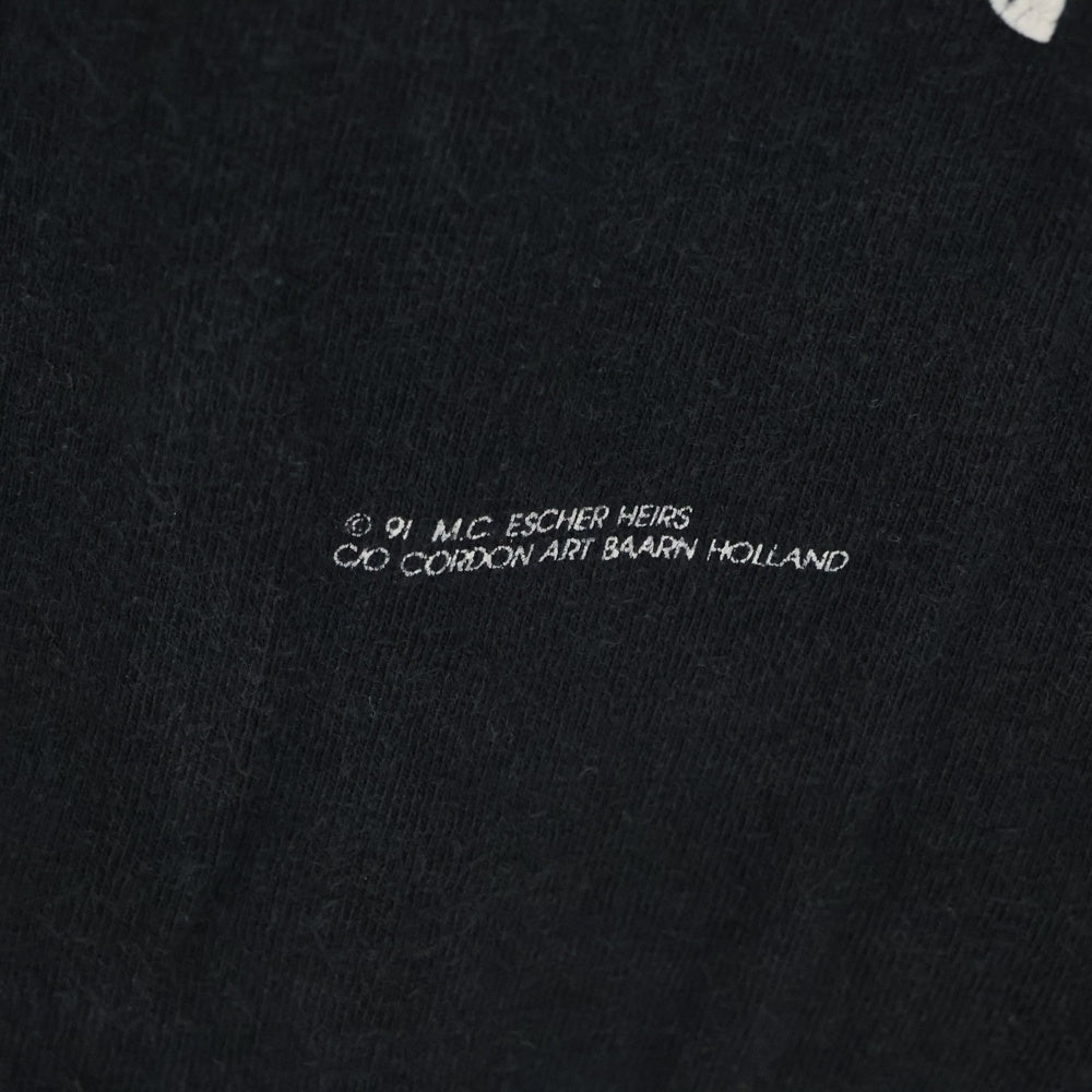 VINTAGE(ヴィンテージ) 90s M.C. ESCHER MULTI ART LS BLACK ANDAZIA エッシャー ロンT Tシャツ 半袖カットソー ブラック