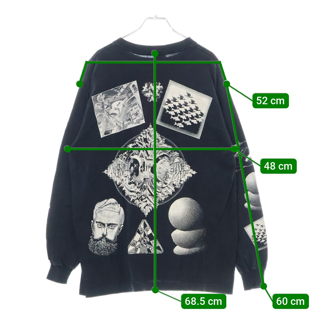 VINTAGE(ヴィンテージ) 90s M.C. ESCHER MULTI ART LS BLACK ANDAZIA エッシャー ロンT Tシャツ 半袖カットソー ブラック