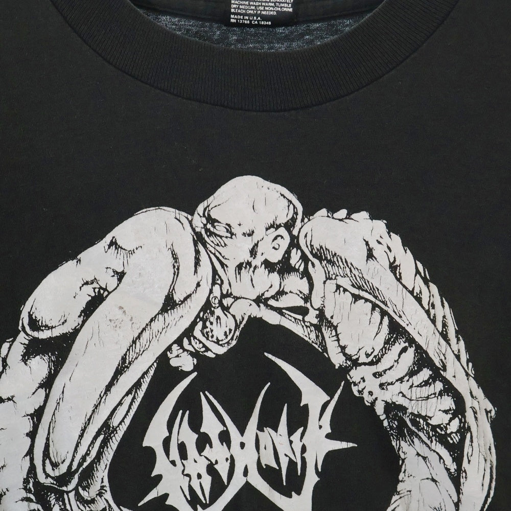 VINTAGE(ヴィンテージ) 90s DEVIL BEST FRUIT OF THE LOOM デビル USA製 悪魔 両面プリント 半袖Tシャツ カットソー ブラック