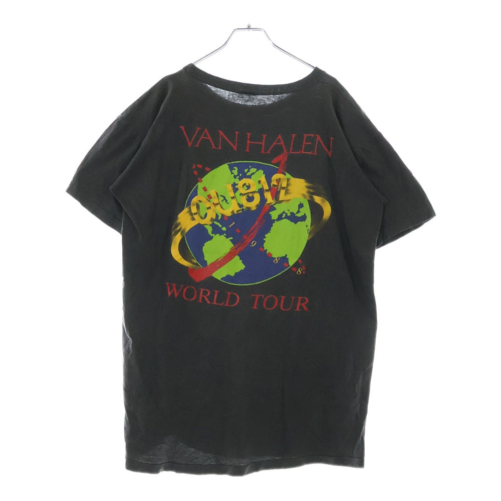 VINTAGE(ヴィンテージ) 80s VAN HALEN OU812 WORLD TOUR ヴァンヘイレン ワールドツアー 両面プリント 半袖Tシャツ カットソー ブラック