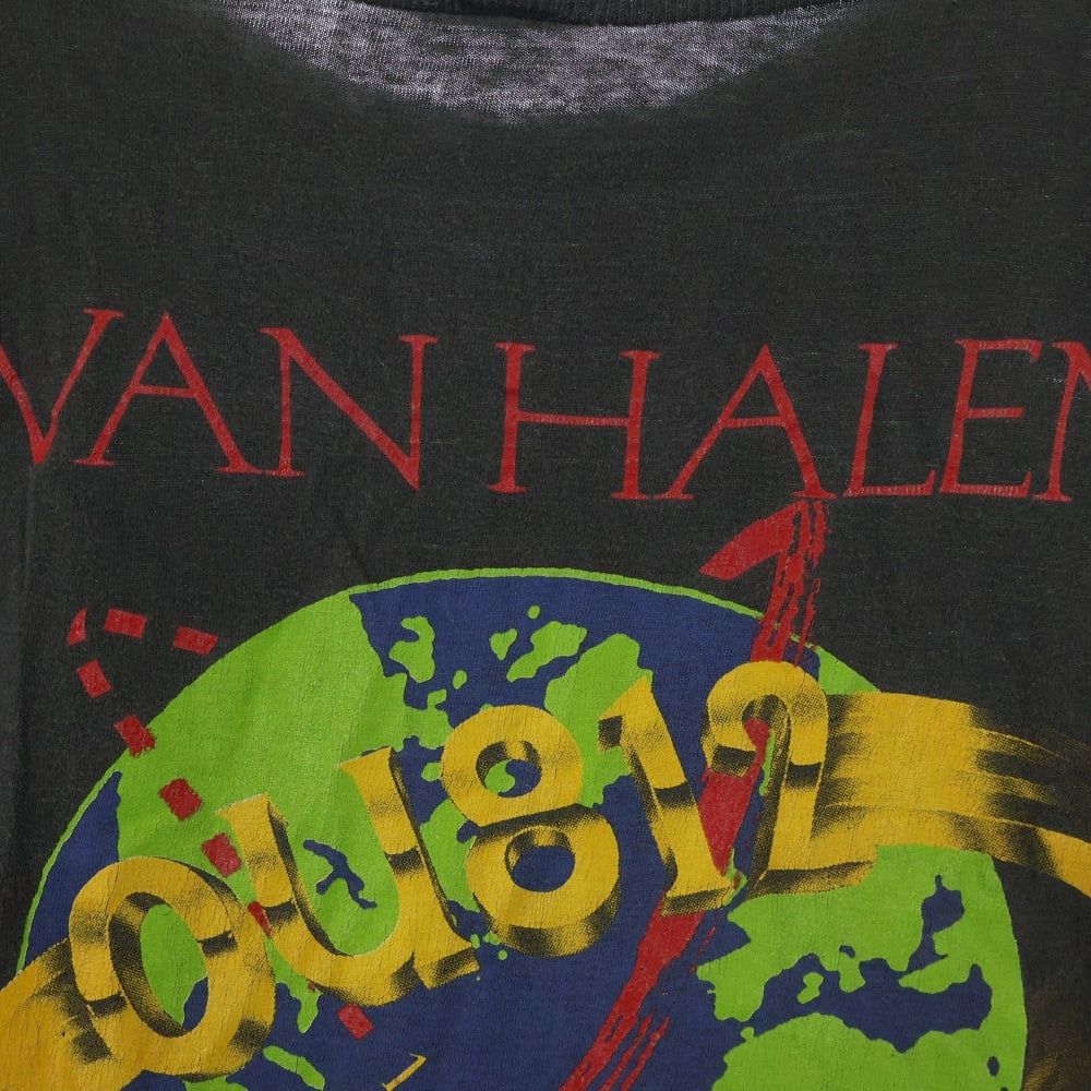 VINTAGE(ヴィンテージ) 80s VAN HALEN OU812 WORLD TOUR ヴァンヘイレン ワールドツアー 両面プリント 半袖Tシャツ カットソー ブラック