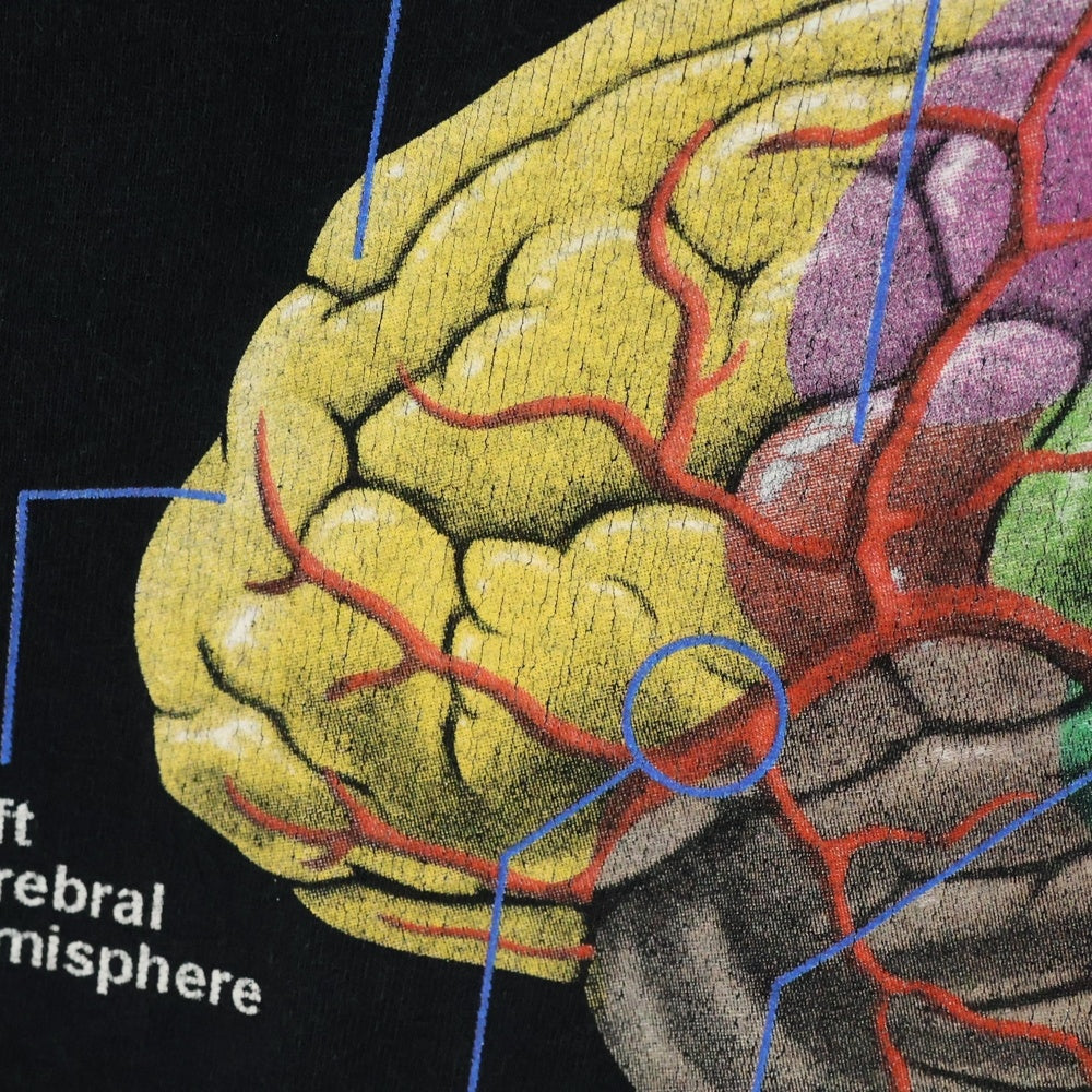 VINTAGE(ヴィンテージ) 00s BRAIN ブレイン フロント プリント Tシャツ 半袖カットソー ブラック