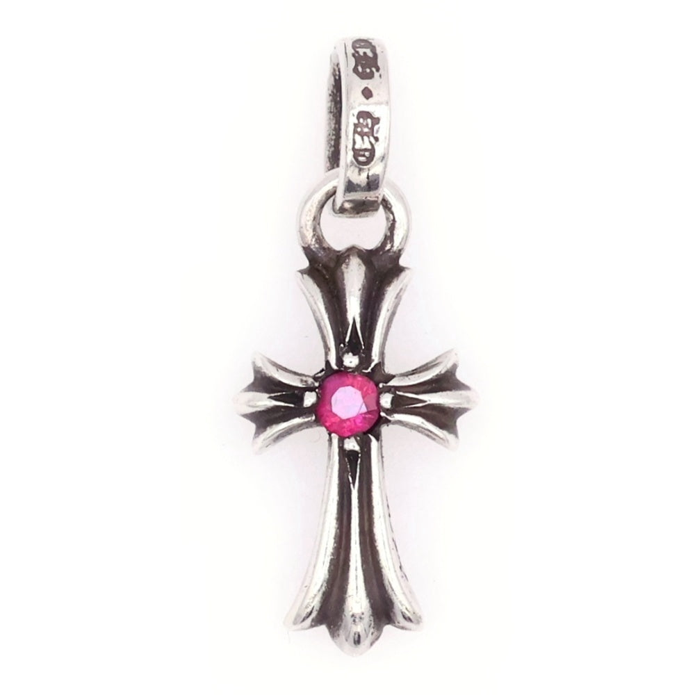 CHROME HEARTS(クロムハーツ) CRS BBYFAT RUBY ベイビーファット アフター両面1ルビー チャーム ネックレストップ シルバー
