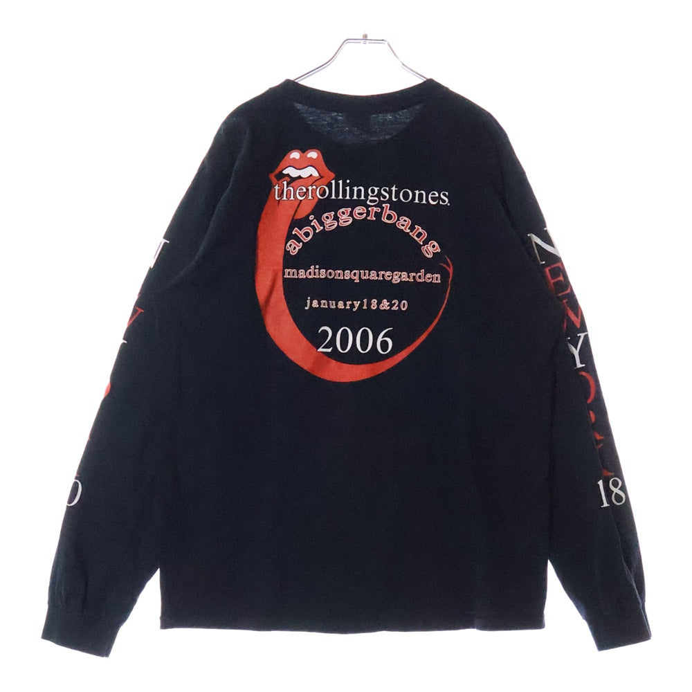VINTAGE(ヴィンテージ) 00s ROLLING STONES ローリングストーンズ リップ&ターン アーム プリント ロングスリーブ Tシャツ 長袖カットソー ブラック