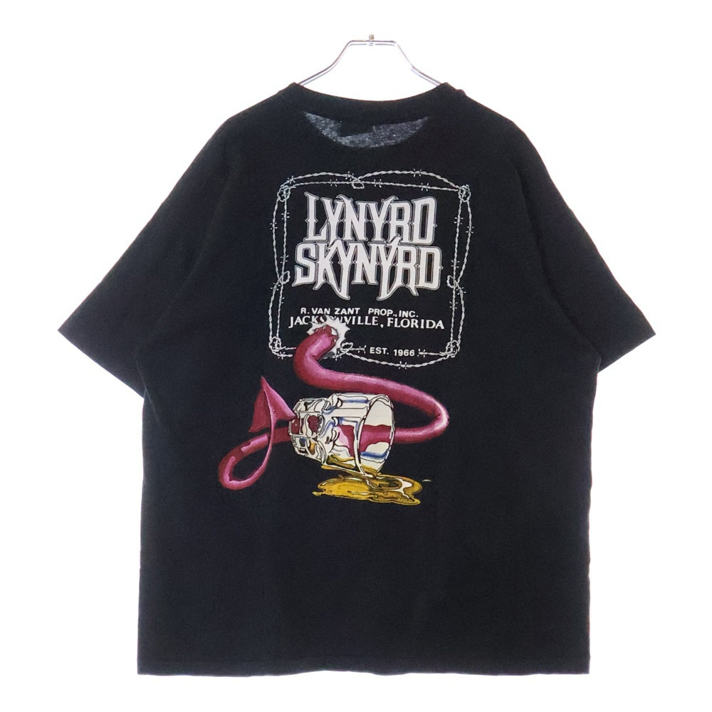 VINTAGE(ヴィンテージ) 90s LYNYRD SKYNYRD レーナード・スキナード オーバープリント Tシャツ 半袖カットソー ブラック