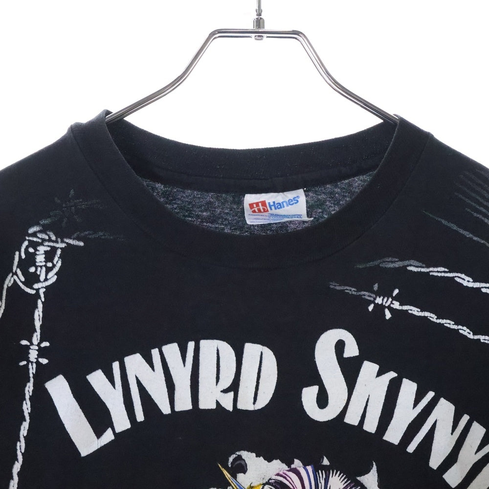 VINTAGE(ヴィンテージ) 90s LYNYRD SKYNYRD レーナード・スキナード オーバープリント Tシャツ 半袖カットソー ブラック