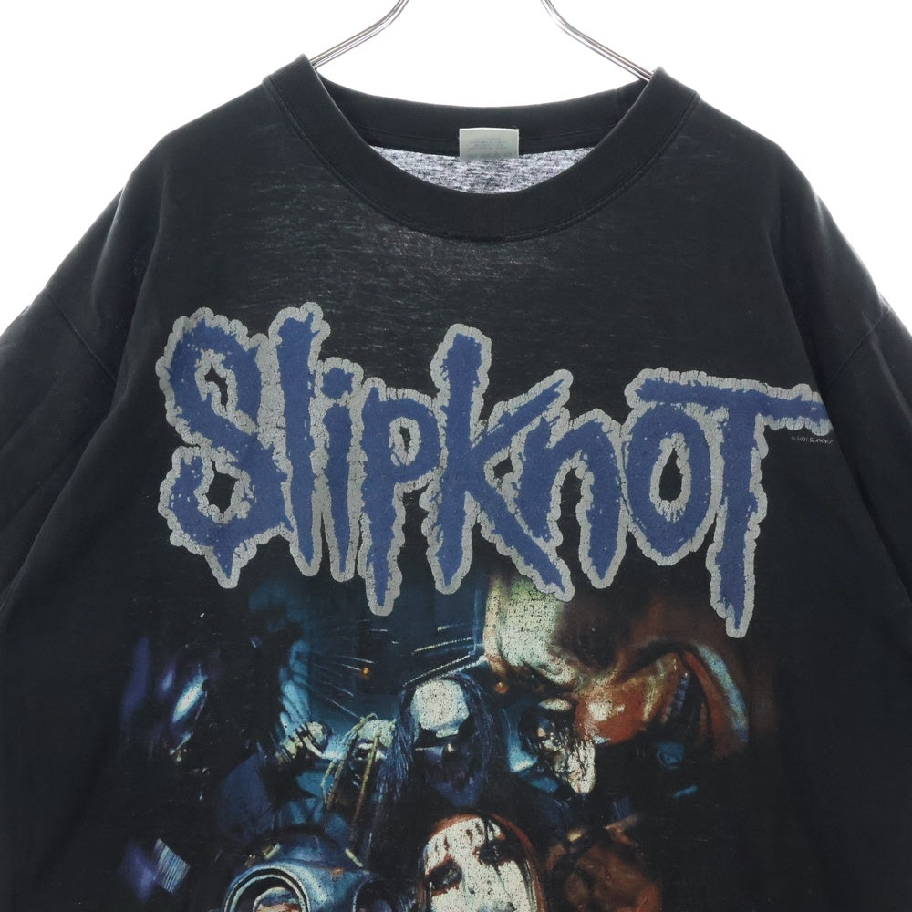 VINTAGE(ヴィンテージ) 00s SLIPKNOT 2001 DOUBLESIDE スリップノット ダブルサイド 両面プリント Tシャツ 半袖カットソーブラック