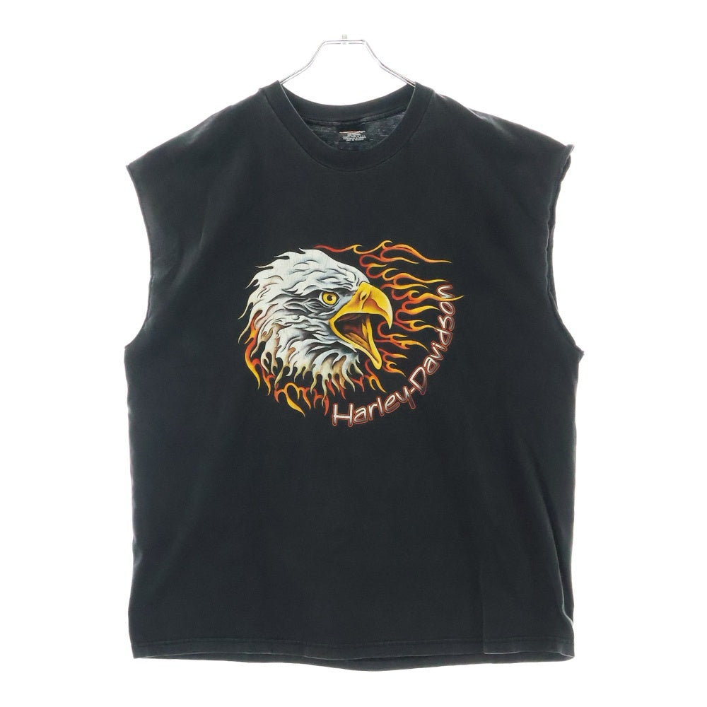 VINTAGE(ヴィンテージ) 90s HARLEY DAVIDSON EAGLE ノースリーブ ハーレーダビッドソン Tシャツ 半袖カットソー ブラック