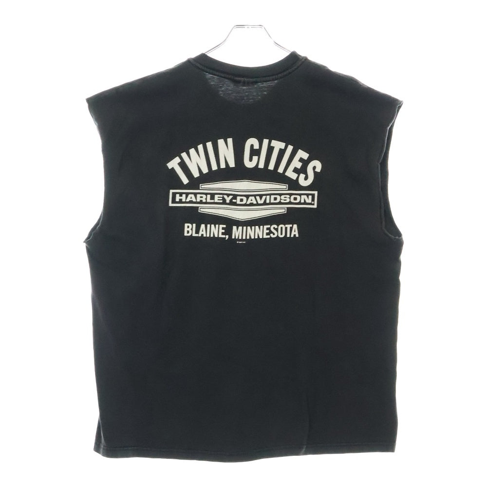 VINTAGE(ヴィンテージ) 90s HARLEY DAVIDSON EAGLE ノースリーブ ハーレーダビッドソン Tシャツ 半袖カットソー ブラック