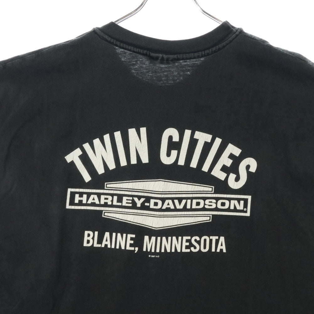 VINTAGE(ヴィンテージ) 90s HARLEY DAVIDSON EAGLE ノースリーブ ハーレーダビッドソン Tシャツ 半袖カットソー ブラック