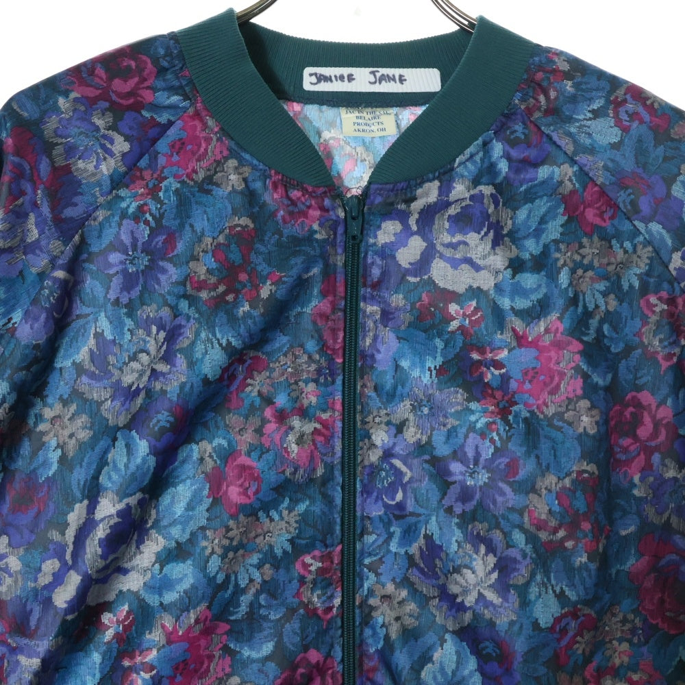 VINTAGE(ヴィンテージ) 90~00s FLOWER ALL PATTERN USA製 花 総柄 ジップアップ ナイロン ブルゾン ジャケット グリーン/ピンク/パープル