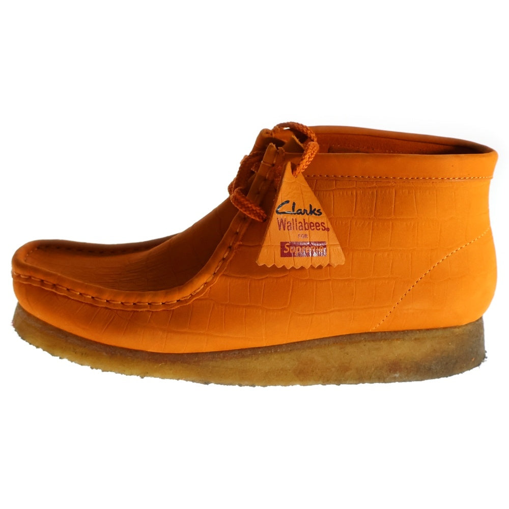 Clarks ORIGINALS(クラークス オリジナルス) 12AW × SUPREME WALLABEE ORANGE NBK シュプリーム ワラビー 型押し ヌバック スニーカー オレンジ
