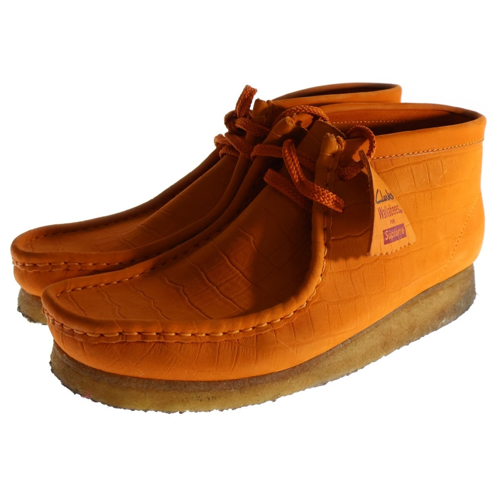 Clarks ORIGINALS(クラークス オリジナルス) 12AW × SUPREME WALLABEE ORANGE NBK シュプリーム ワラビー 型押し ヌバック スニーカー オレンジ