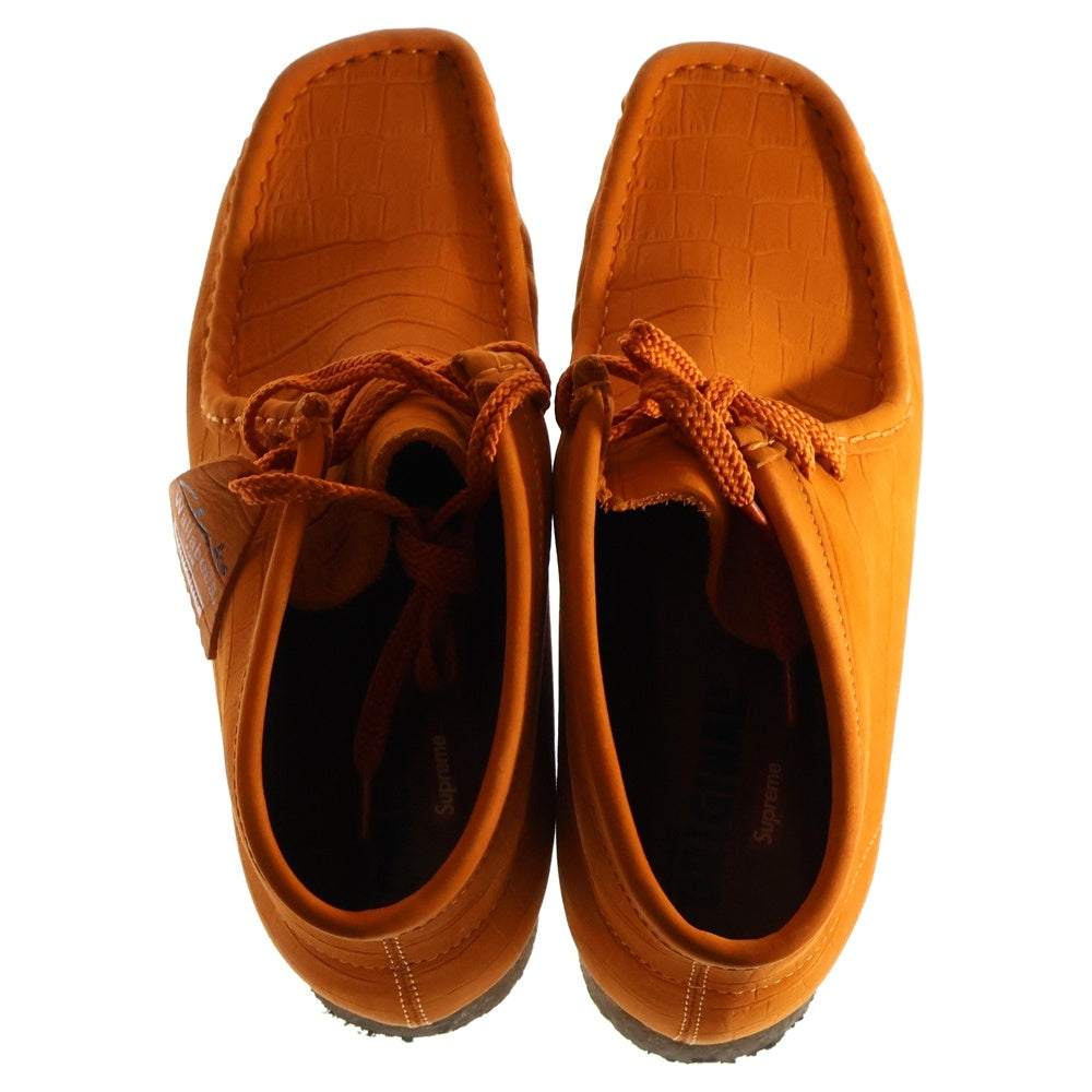Clarks ORIGINALS(クラークス オリジナルス) 12AW × SUPREME WALLABEE ORANGE NBK シュプリーム ワラビー 型押し ヌバック スニーカー オレンジ