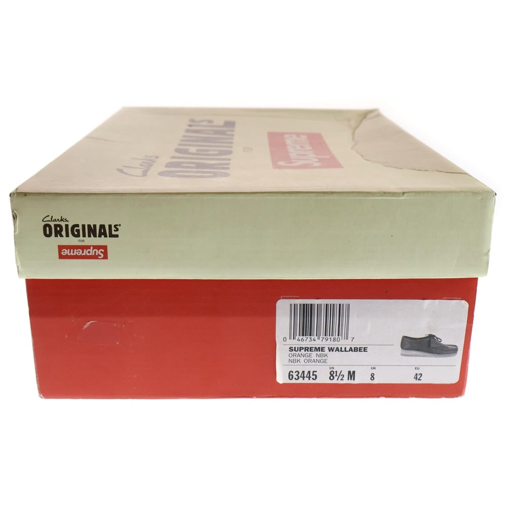 Clarks ORIGINALS(クラークス オリジナルス) 12AW × SUPREME WALLABEE ORANGE NBK シュプリーム ワラビー 型押し ヌバック スニーカー オレンジ