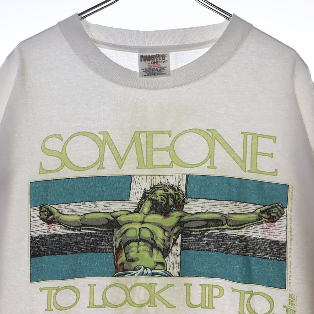 VINTAGE(ヴィンテージ) 90s SOMEONE TO LOOK UP JESUS イエス 両面プリント 半袖Tシャツ カットソー ホワイト