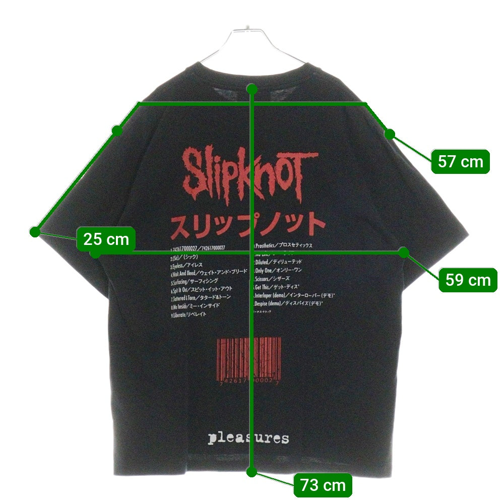 PLEASURES(プレジャーズ) ×Slipknot Special Collaboration スリップノット スペシャル コラボレーション Tシャツ 半袖カットソー ブラック