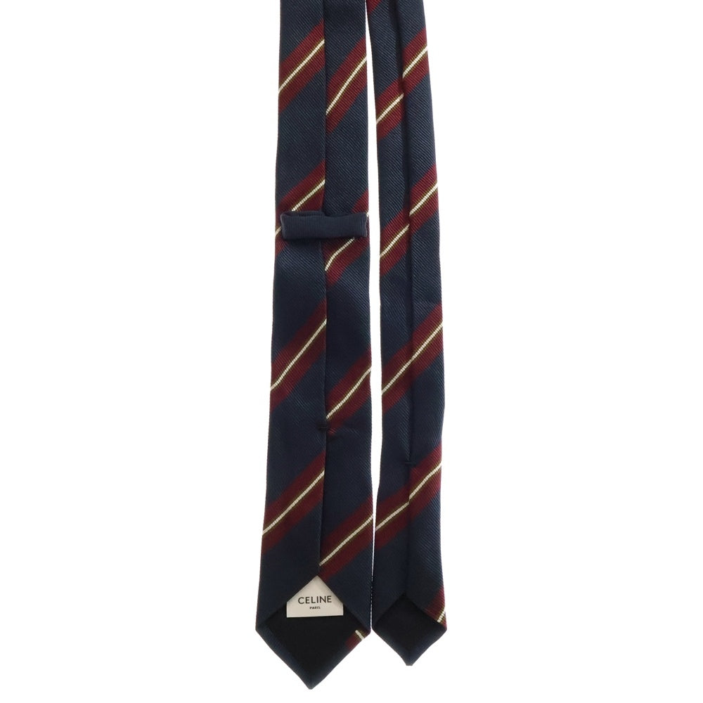 CELINE(セリーヌ) STRIPE SILK TWILL NARROW TIE ストライプ シルクツイル ナロータイ ネイビー/ボルドー