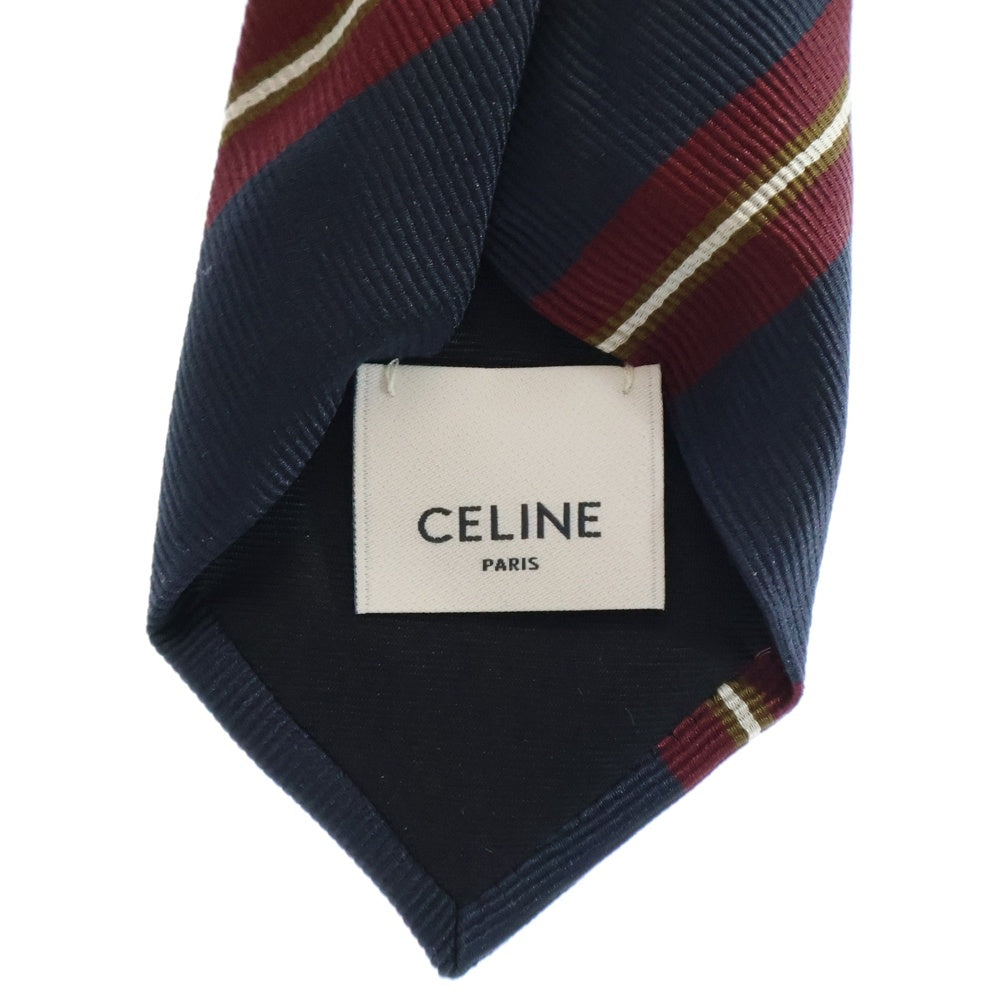 CELINE(セリーヌ) STRIPE SILK TWILL NARROW TIE ストライプ シルクツイル ナロータイ ネイビー/ボルドー