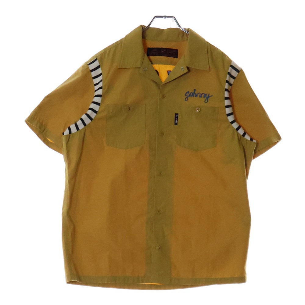 SCHOTT(ショット) 90-00s VINTAGE WORK SHIRTS 刺繍 ポリエステル コットン混 ワークシャツ 半袖シャツ イエロー