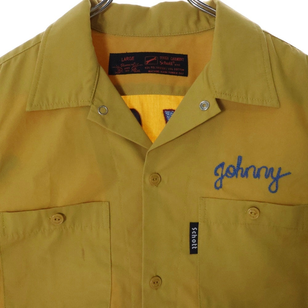 SCHOTT(ショット) 90-00s VINTAGE WORK SHIRTS 刺繍 ポリエステル コットン混 ワークシャツ 半袖シャツ イエロー
