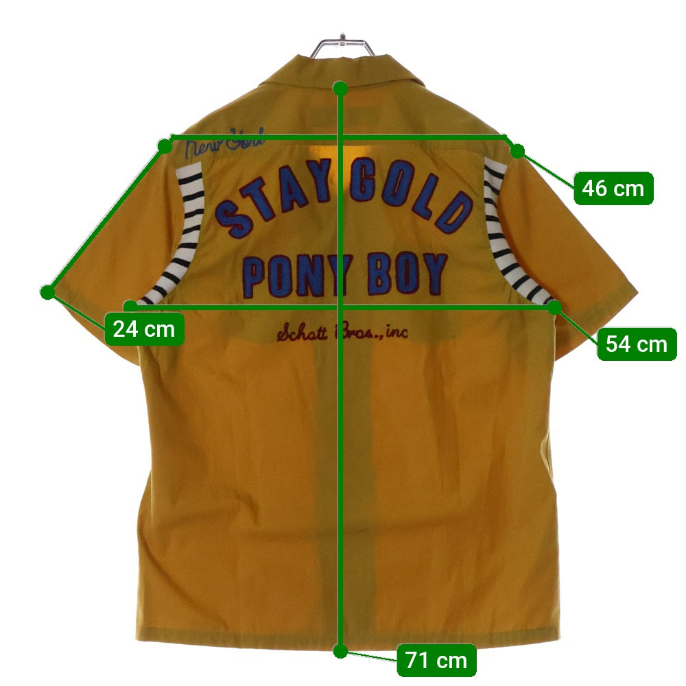 SCHOTT(ショット) 90-00s VINTAGE WORK SHIRTS 刺繍 ポリエステル コットン混 ワークシャツ 半袖シャツ イエロー