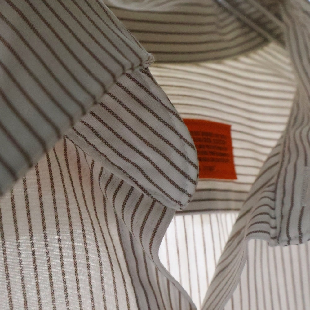VINTAGE(ヴィンテージ) 90-00s U1ST UNIFIRST HOLE PATCH WORK SHIRTS ユニファースト ホール パッチ ストライプ ワークシャツ 半袖シャツ ホワイト