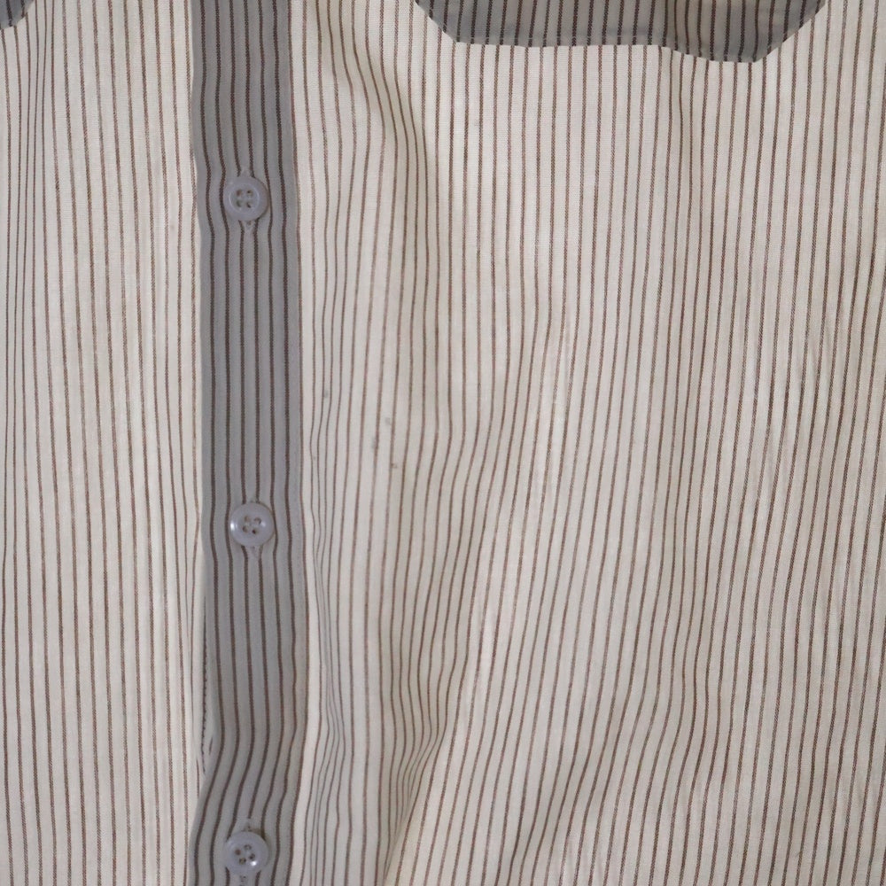 VINTAGE(ヴィンテージ) 90-00s U1ST UNIFIRST HOLE PATCH WORK SHIRTS ユニファースト ホール パッチ ストライプ ワークシャツ 半袖シャツ ホワイト