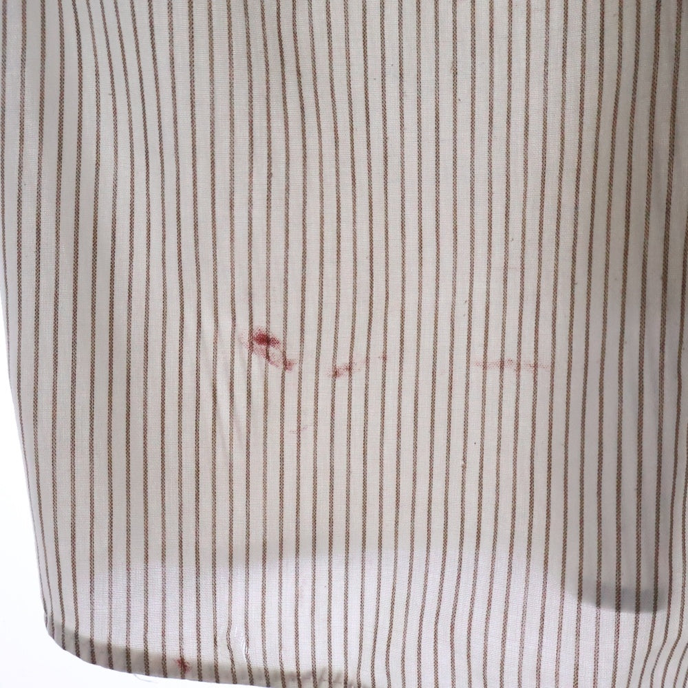 VINTAGE(ヴィンテージ) 90-00s U1ST UNIFIRST HOLE PATCH WORK SHIRTS ユニファースト ホール パッチ ストライプ ワークシャツ 半袖シャツ ホワイト