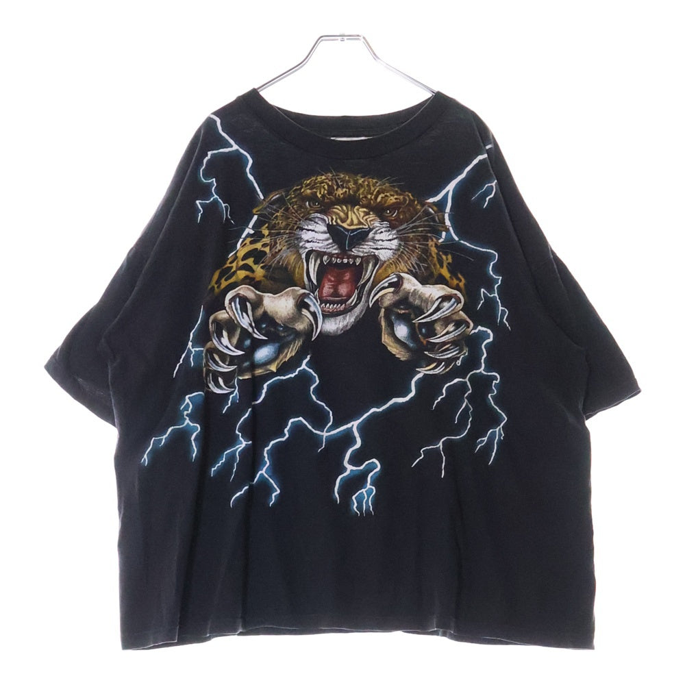 VINTAGE(ヴィンテージ) 90s AMERICAN THUNDER TIGER TEE アメリカン サンダー フロント タイガー オーバー プリント Tシャツ 半袖カットソーブラック
