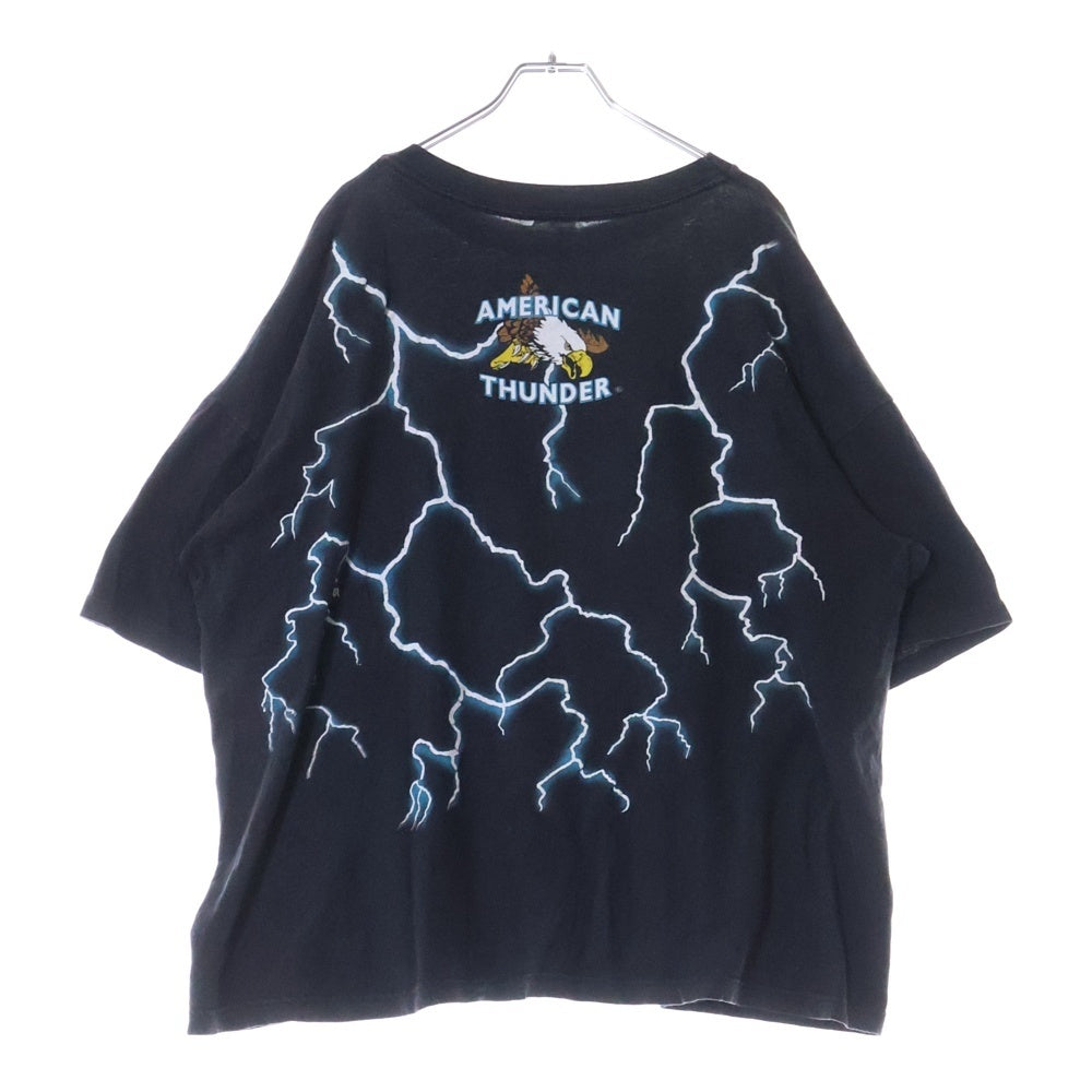 VINTAGE(ヴィンテージ) 90s AMERICAN THUNDER TIGER TEE アメリカン サンダー フロント タイガー オーバー プリント Tシャツ 半袖カットソーブラック