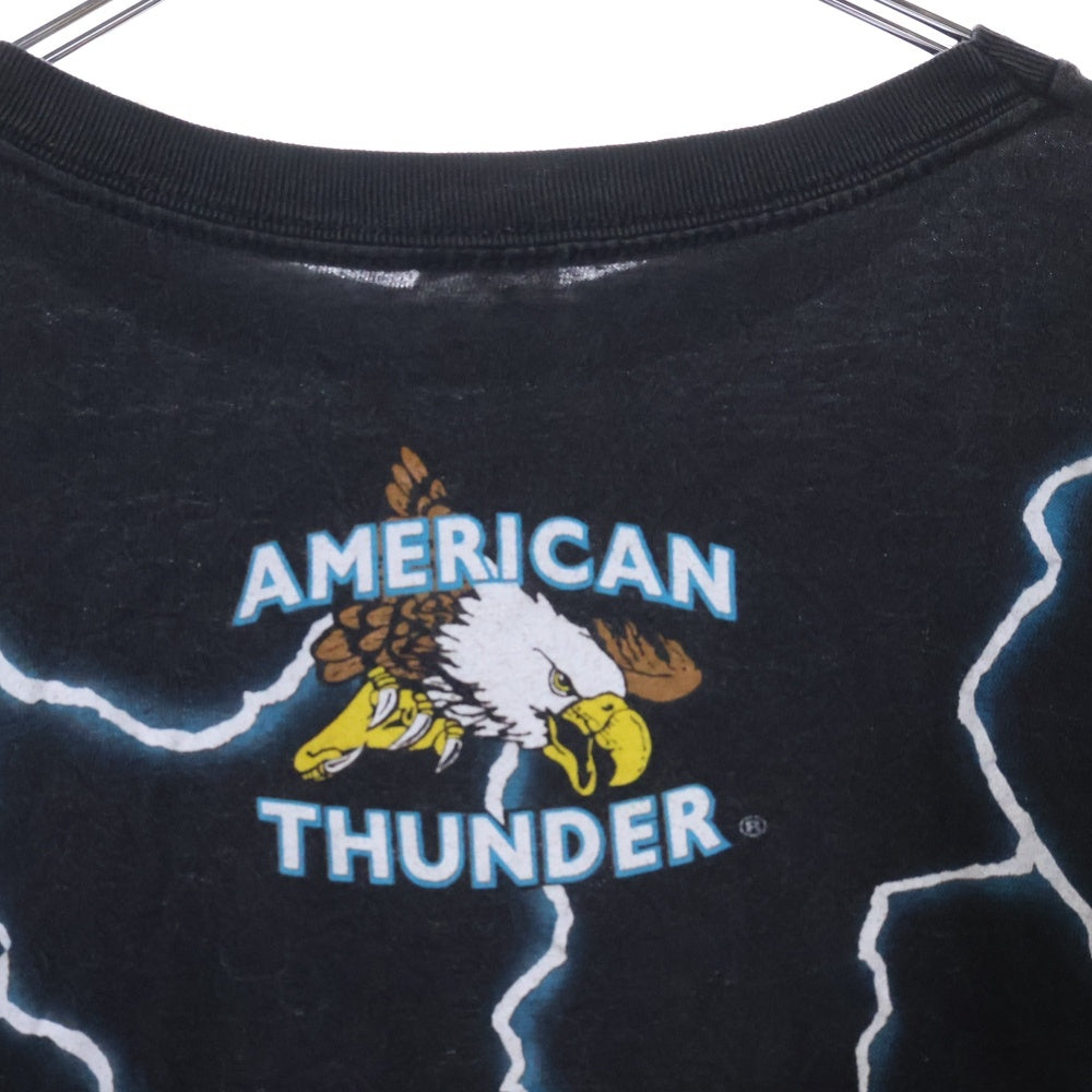 VINTAGE(ヴィンテージ) 90s AMERICAN THUNDER TIGER TEE アメリカン サンダー フロント タイガー オーバー プリント Tシャツ 半袖カットソーブラック