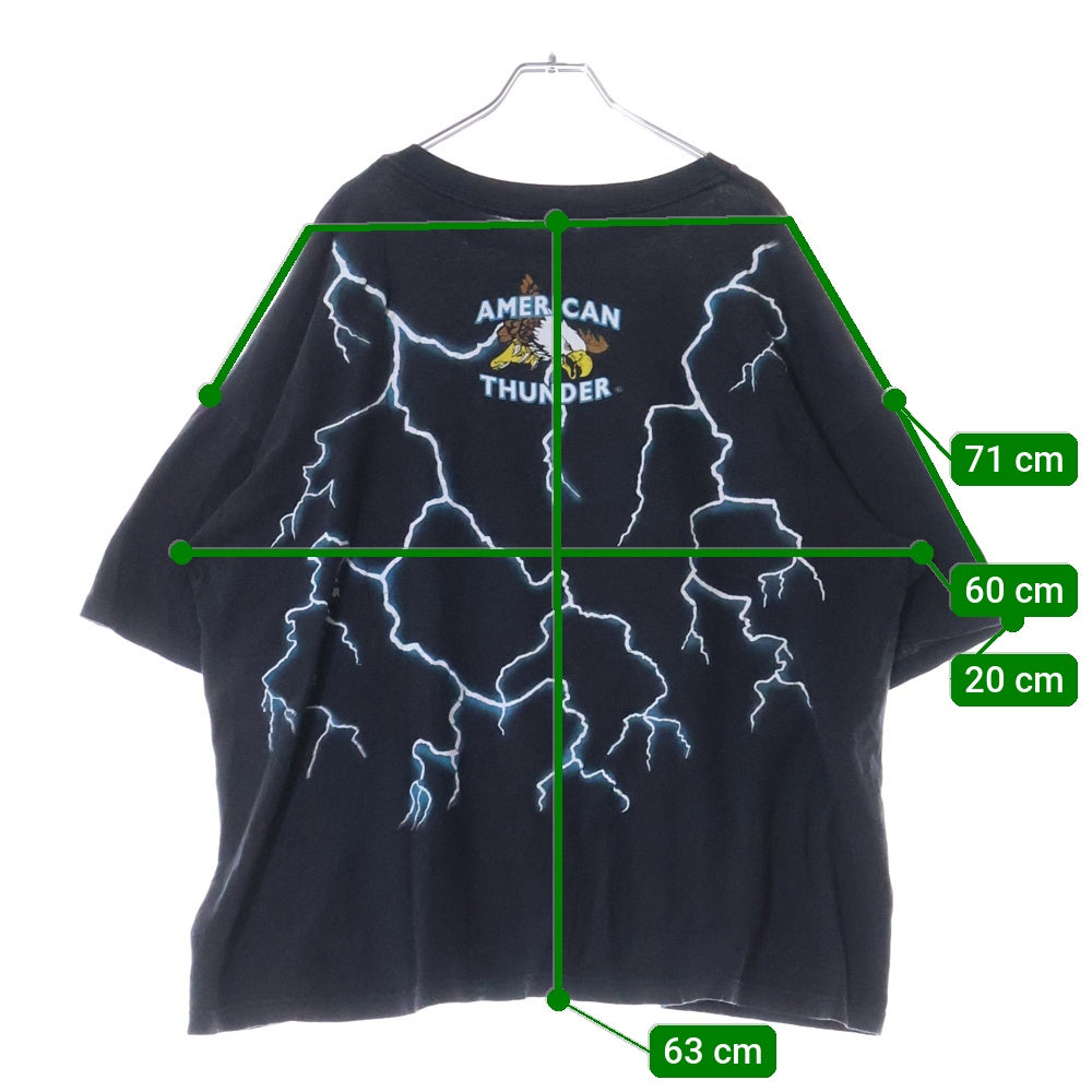 VINTAGE(ヴィンテージ) 90s AMERICAN THUNDER TIGER TEE アメリカン サンダー フロント タイガー オーバー プリント Tシャツ 半袖カットソーブラック
