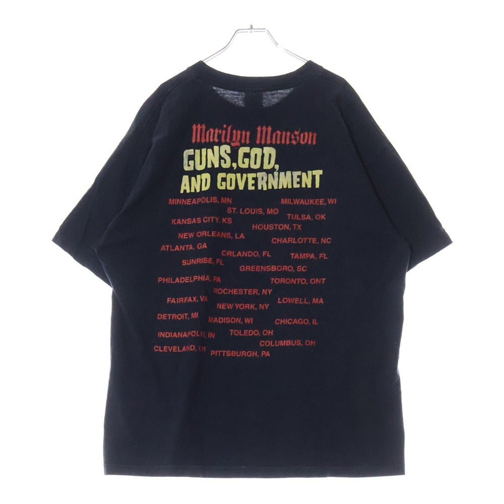VINTAGE(ヴィンテージ) 00s MARILYN MANSON GUNS GOD AND GOVERNMENT マリリンマンソン ガンズ ゴッドアンドガバメント Tシャツ 半袖カットソー ブラック
