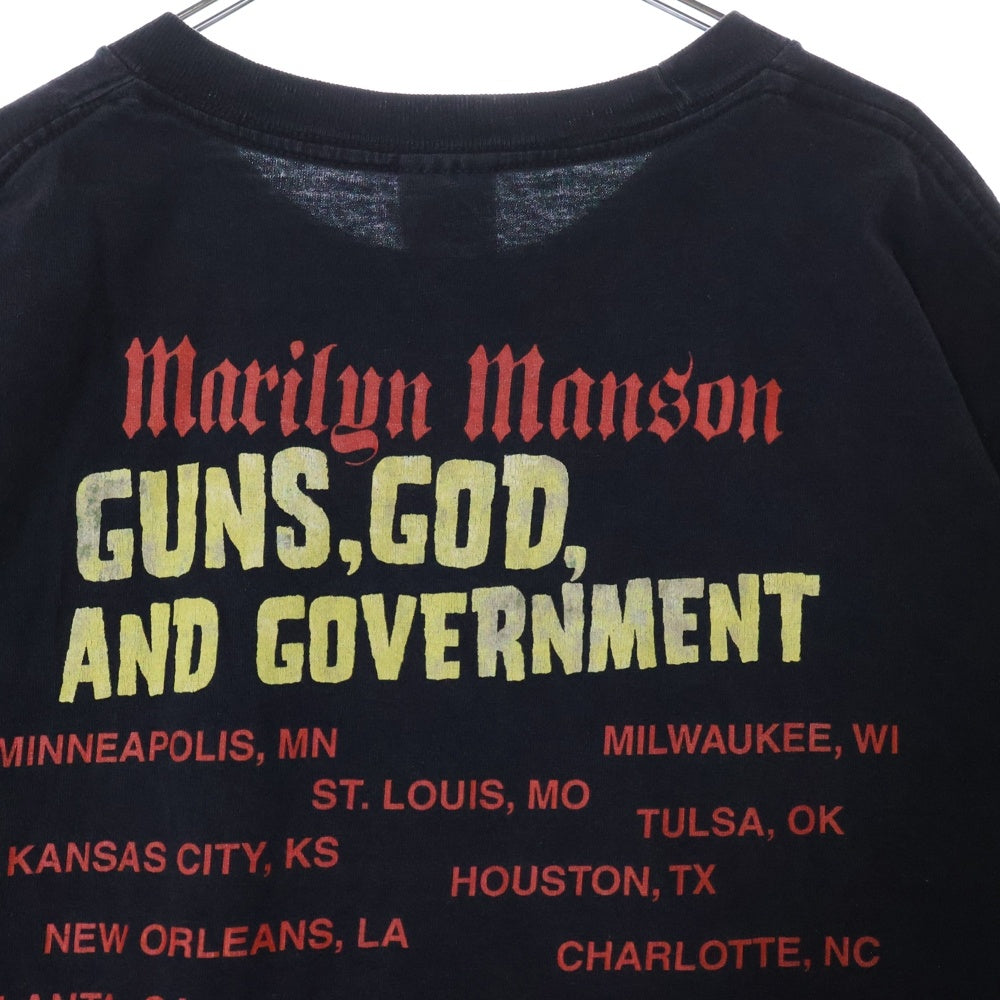 VINTAGE(ヴィンテージ) 00s MARILYN MANSON GUNS GOD AND GOVERNMENT マリリンマンソン ガンズ ゴッドアンドガバメント Tシャツ 半袖カットソー ブラック