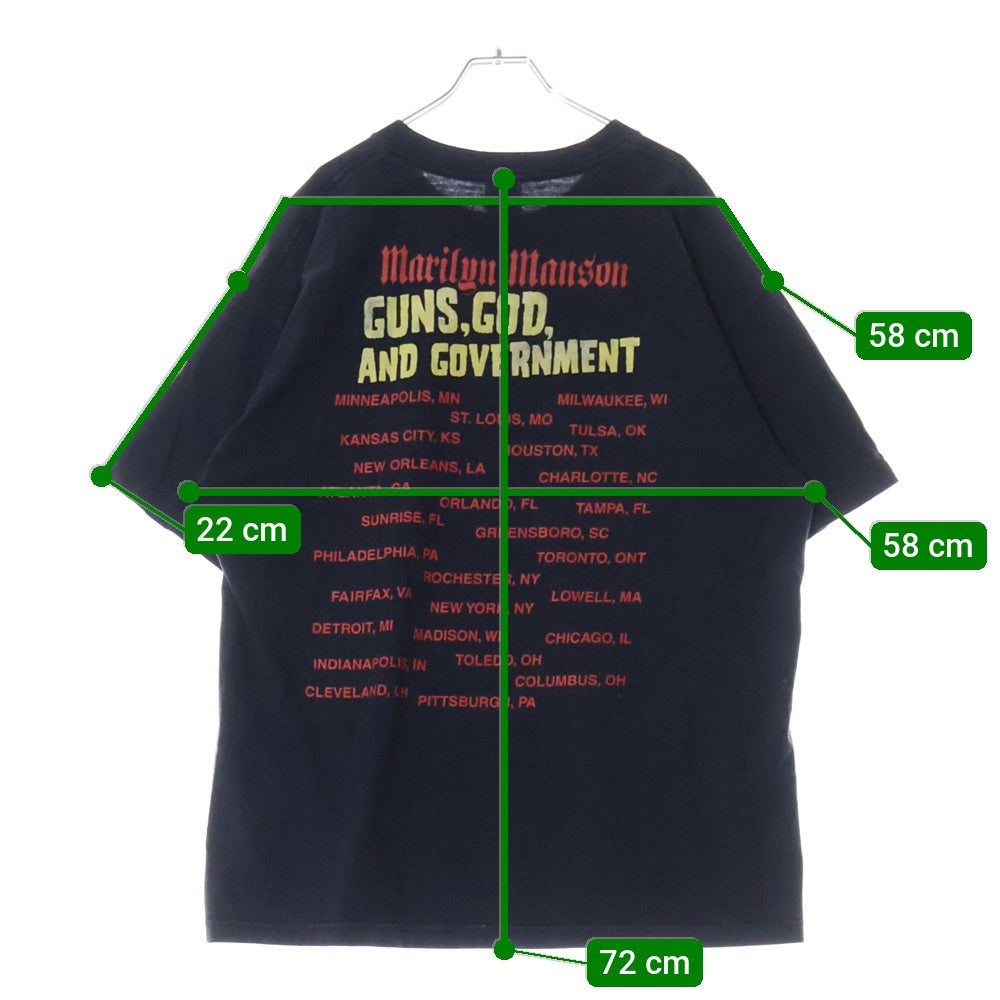 VINTAGE(ヴィンテージ) 00s MARILYN MANSON GUNS GOD AND GOVERNMENT マリリンマンソン ガンズ ゴッドアンドガバメント Tシャツ 半袖カットソー ブラック