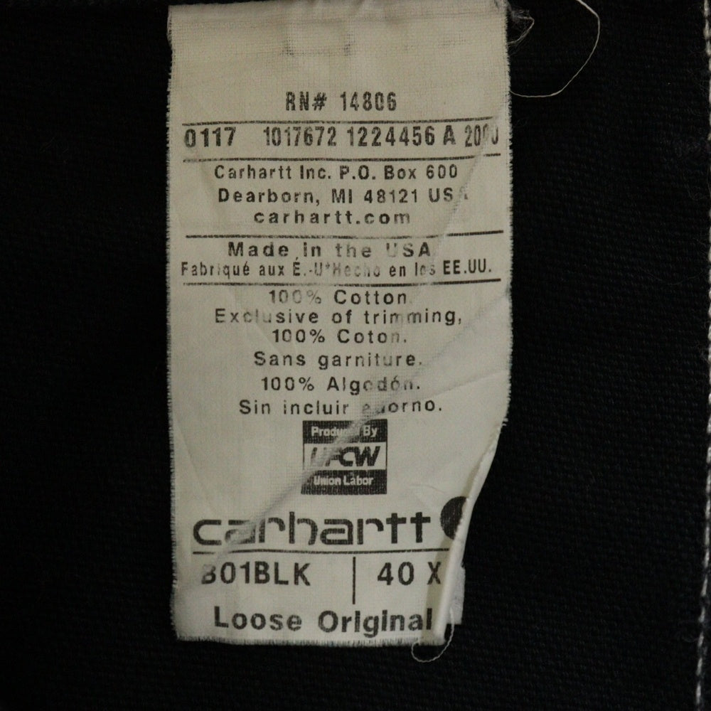 CARHARTT(カーハート) DOUBLE KNEE COTTON DUCK PAINTER PANTS ダブルニー カーペンターパンツ ペインター コットンダック ブラック MADE IN USA