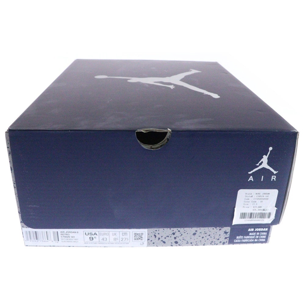 NIKE(ナイキ) AIR JORDAN 6 RETRO Midnight Navy CT8529-141 エアジョーダン6 レトロ ミッドナイトネイビー ハイカットスニーカー ホワイト US9/27.0cm