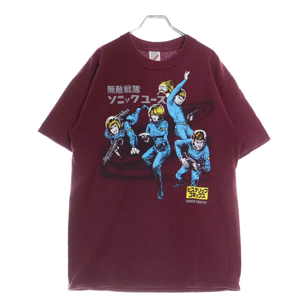 VINTAGE(ヴィンテージ) 90s SONIC YOUTH ヒステリックコミックス 無敵戦隊 ソニックユース Tシャツ 半袖カットソー ボルドー