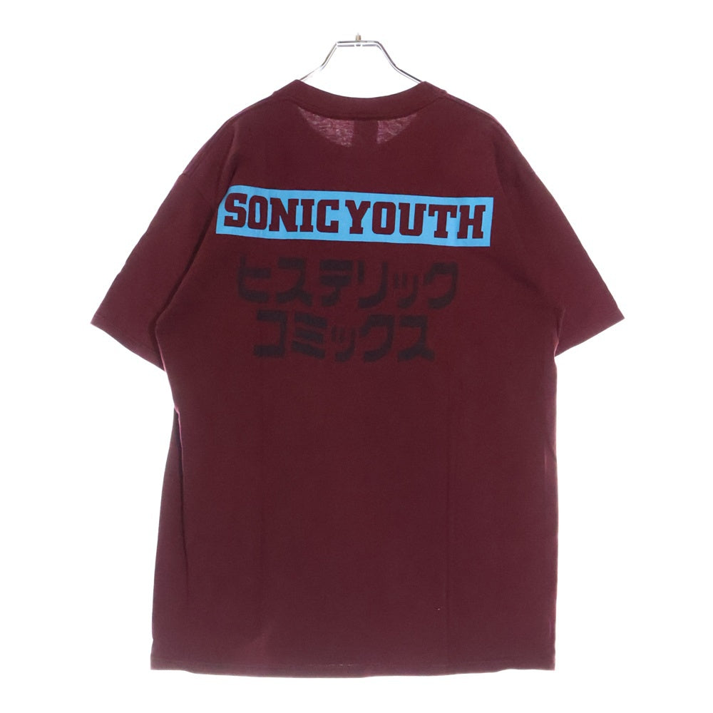 VINTAGE(ヴィンテージ) 90s SONIC YOUTH ヒステリックコミックス 無敵戦隊 ソニックユース Tシャツ 半袖カットソー ボルドー